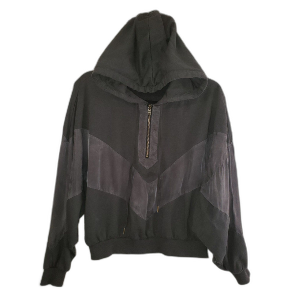 Pink By Victoria Secret Small Pullover Black Hoodie 1/4 Zip Long Sleeve Oversize